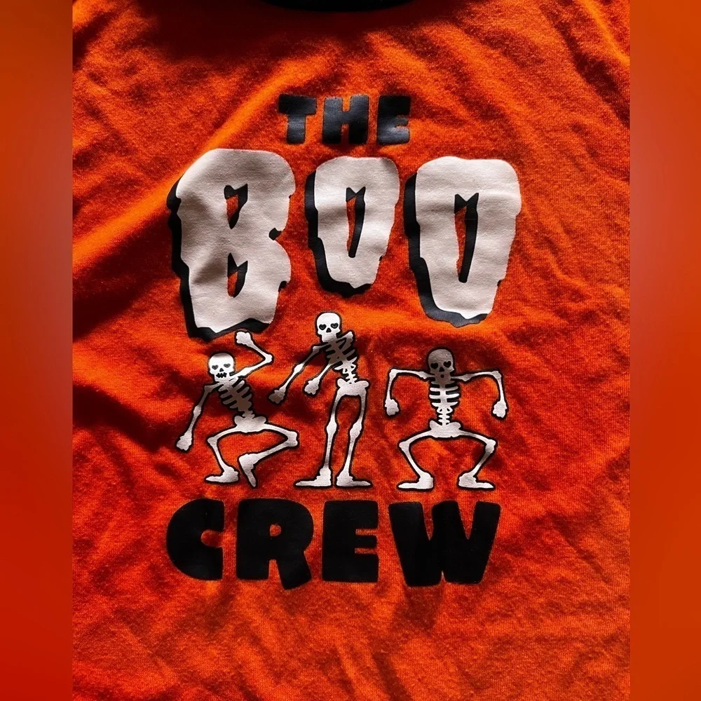 The Boo Crew Halloween Child Pajama Top XL/XG (14/16) Orange and black